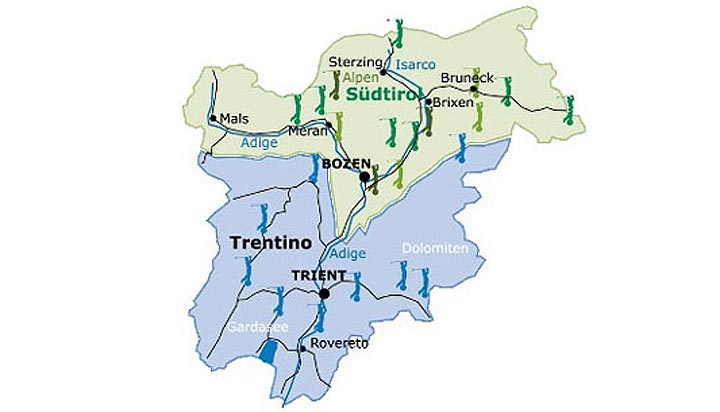Golfregion Südtirol - Übersichtskarte